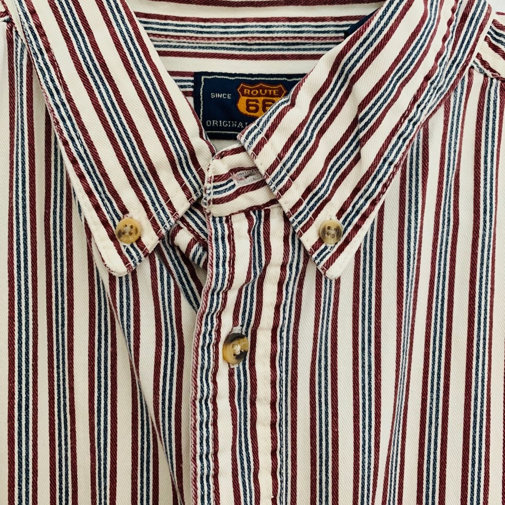 Vertical stripe short sleeve shirt XL